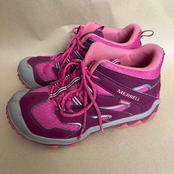 Merrell Kids Waterproof Hiking Boots Pink Purple Trail Shoes US 3 Youth Outdoor - Picture 4 of 11